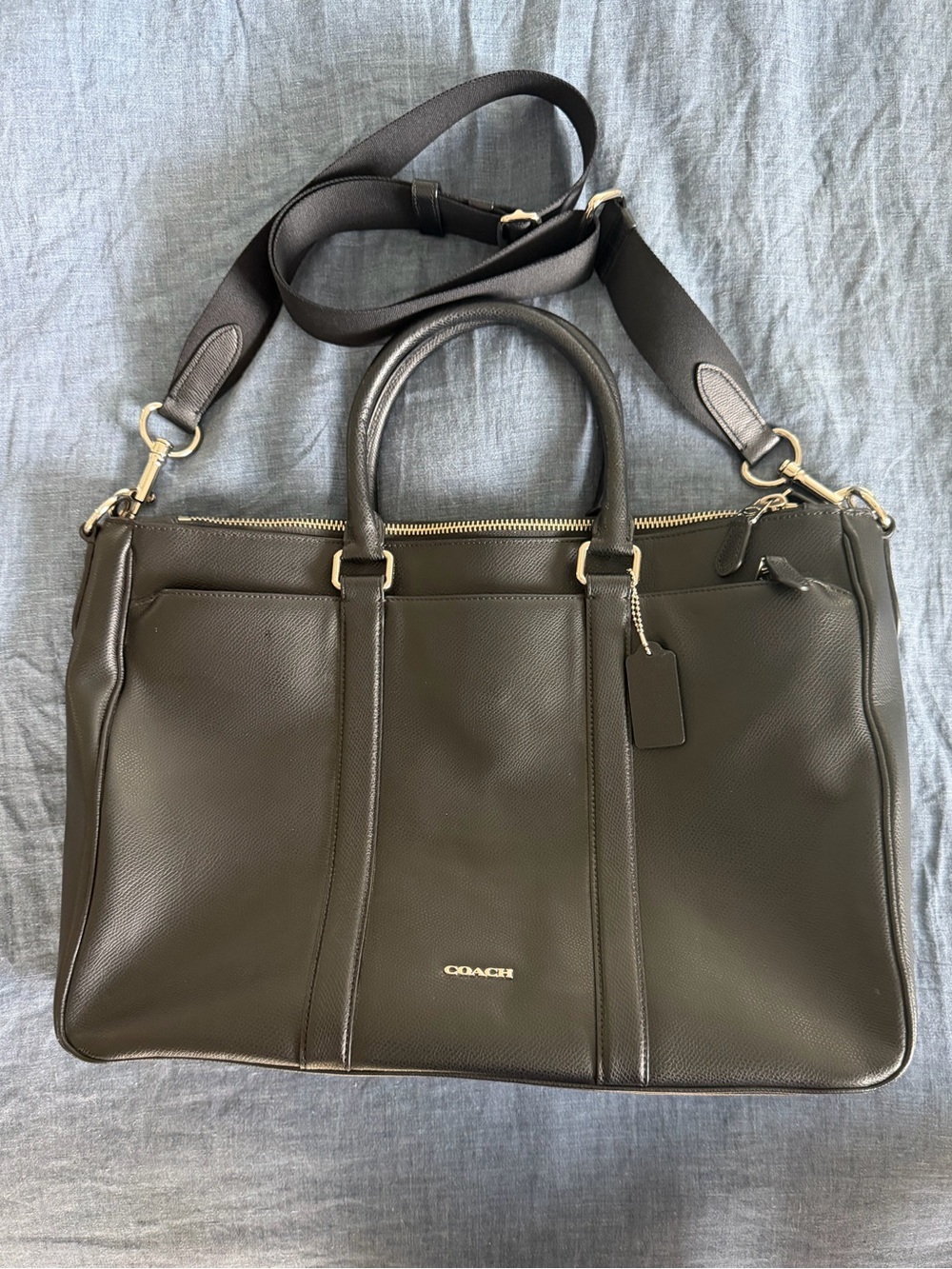 Coach F54775 Perry Metropolitan Black Leather Triple Compartment Briefcase